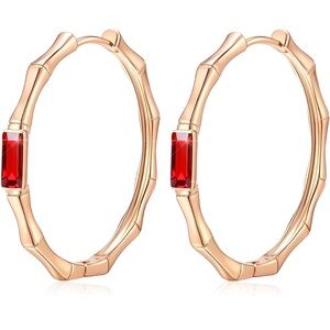 Elegant Gold Hoop Earrings with Red Accents